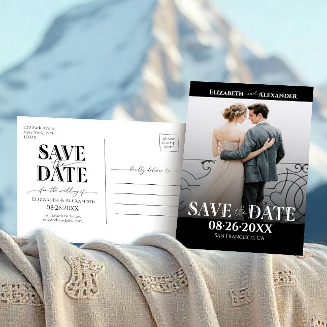 Cartão Postal Fotografia de Caligrafia Preto e Branco Save the D (Criador carregado)