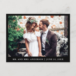 Cartão Postal Fotografia de casamento minimalista agradecimento