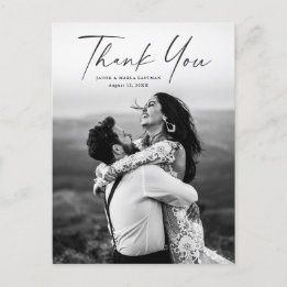 Cartão Postal Fotografia de Casamento Obrigado com Roteiro Moder
