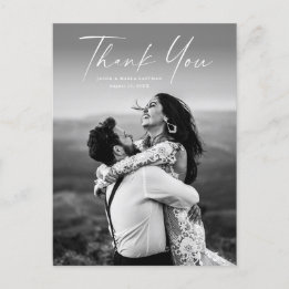 Cartão Postal Fotografia de Casamento Obrigado com Roteiro Moder
