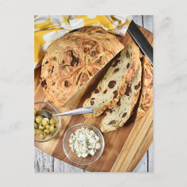 Cartão Postal Fotografia de Comida Pão de Figo com Queijo Bleu F (Frente)
