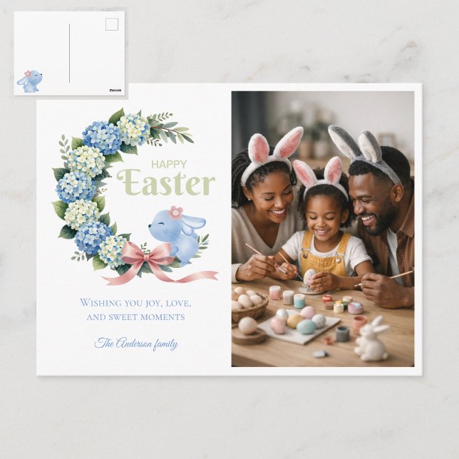 Cartão Postal Fotografia de Hydrangea de Páscoa em Aquarela com  (Criador carregado)