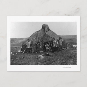 Cartão Postal Fotografia de Iglu Esquimó Perto de Nome, Alasca
