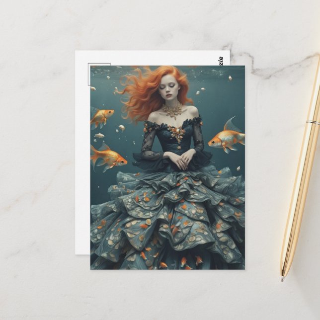 Cartão Postal Fotografia de Moda Com Peixes Dourados (Frente/Verso In Situ)
