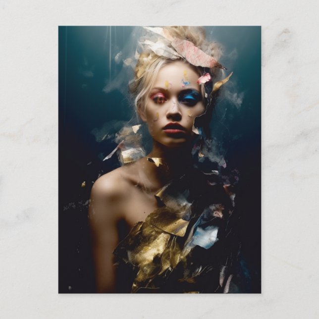 Cartão Postal Fotografia de Modelo de Moda Loira (Frente)