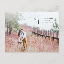 Cartão Postal Fotografia de Monograma Simples para Casamento Sav