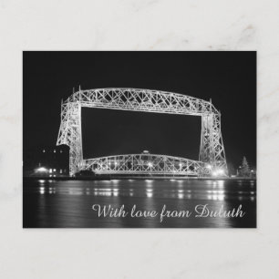 Cartão Postal Fotografia de preto e branco da ponte aérea de ele