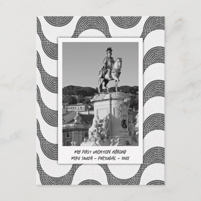 Cartão Postal Fotografia do cobblestone de ondas portuguesas (Frente)