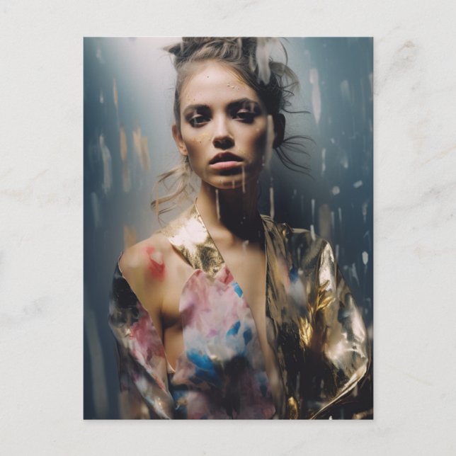 Cartão Postal Fotografia do modelo de moda loira (Frente)