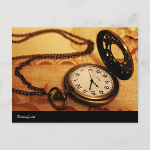 Cartão Postal Fotografia do relógio de bolso de Vintage