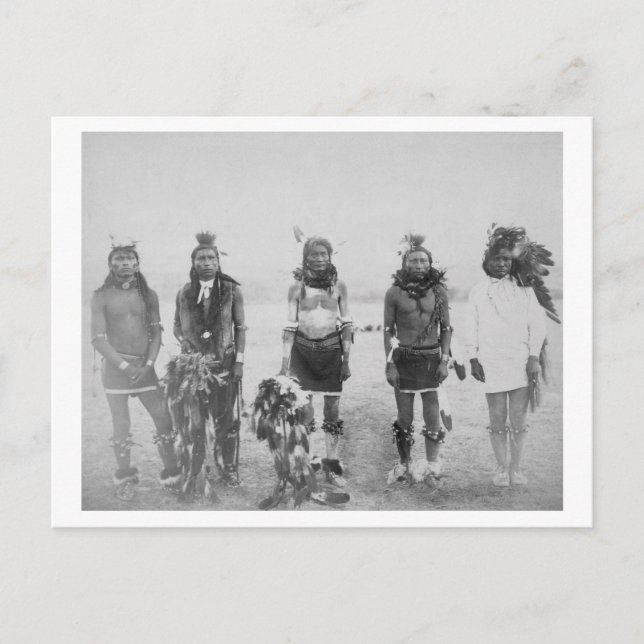 Cartão Postal Fotografia dos Guerreiros Indianos de 5 Grass Danc (Frente)