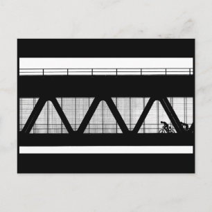 Cartão Postal Fotografia em preto e branco ponte ciclistas cartã