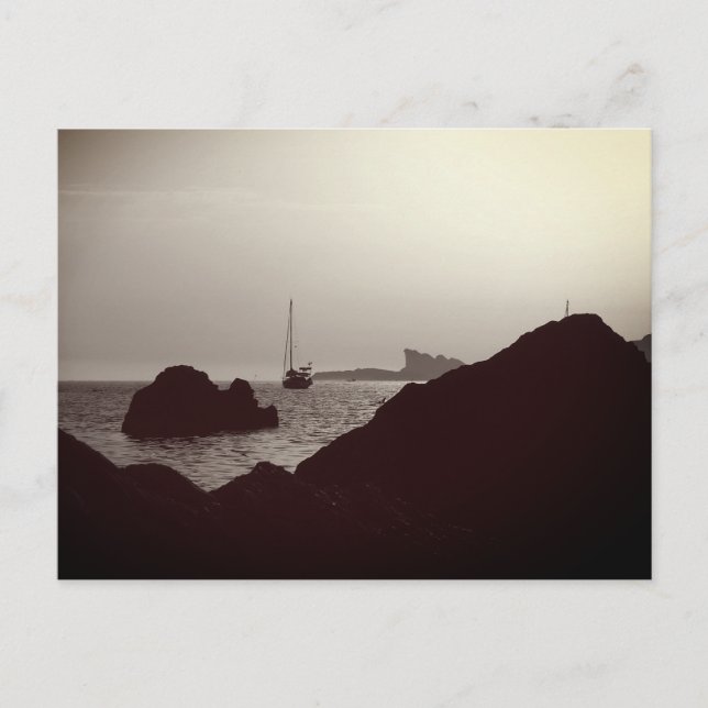 Cartão Postal Fotografia náutica a preto e branco - escape marít (Frente)