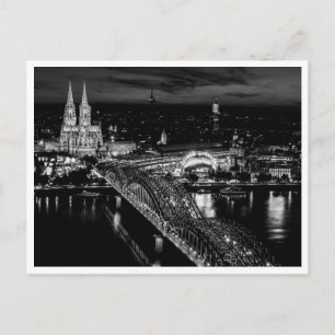 Cartão Postal Fotografia Noturna da Paisagem Urbana de Colônia A