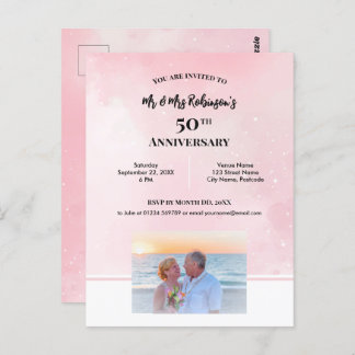 Cartão Postal Fotografia personalizada de 50 anos - Starry Pink