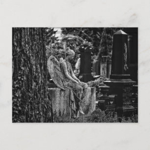 Cartão Postal Fotografia preto e branco anjo melancólico