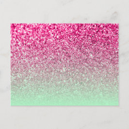 Cartão Postal Fotografia Rosa-Quente com Brilho e Mint Verde