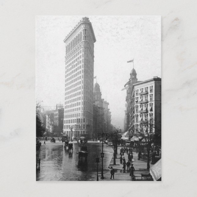 Cartão Postal Fotografia Vintage do edifício Flatiron NYC (Frente)