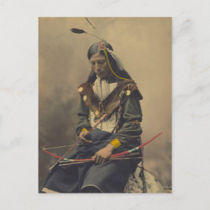 Cartão Postal Fotografia Vintage do Homem Cherokee com Arco
