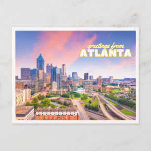 Cartão Postal Fotomontagem do pôr do sol no horizonte de Atlanta