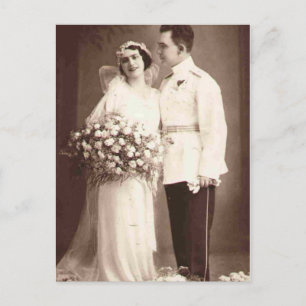 Cartão Postal Fotos Antigas de Noiva e Noivo Românticos Vintage