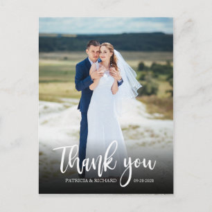 Cartão Postal Fotos de Agradecimento de Casamento com Letra Eleg