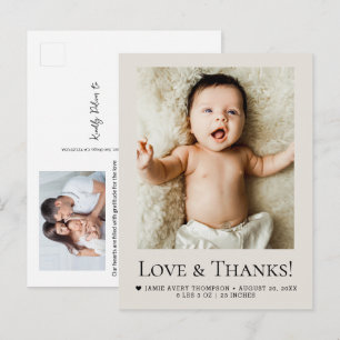 Cartão Postal Fotos de Amor e Agradecimento Anúncio de Nasciment