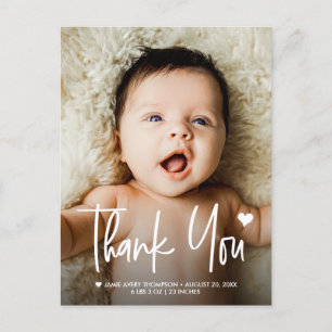 Cartão Postal Fotos de Bebê Agradecimento Coração Anúncio de Nas
