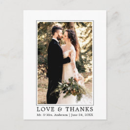 Cartão Postal Fotos de casamento de amor simples moderno obrigad