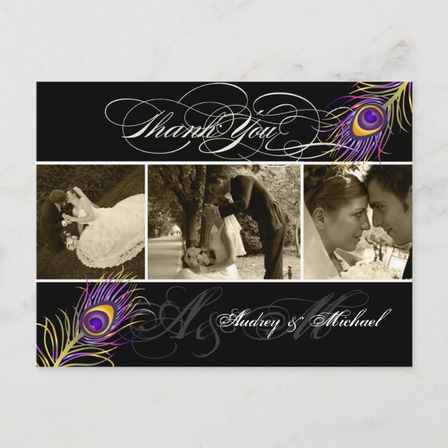 Cartão Postal Fotos de Casamento de Pavão PixDezines (Frente)