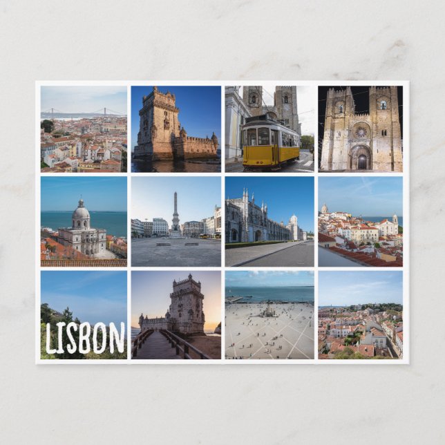 Cartão Postal Fotos de Mosaico Lisboa, Portugal (Frente)