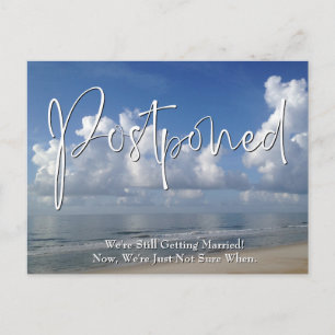 Cartão Postal Fotos de Praia Casamento Adiado Letra à Mão Casual