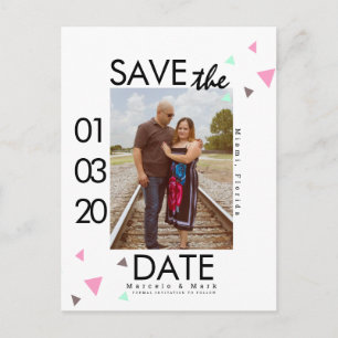 Cartão Postal Fotos de Save The Dates com Confetes Limpos