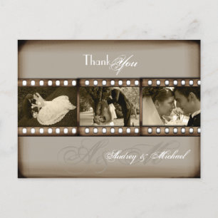 Cartão Postal Fotos do Casamento vintage PixDezines Obrigado