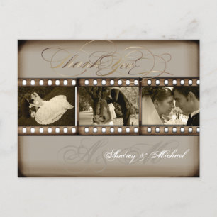 Cartão Postal Fotos do Casamento vintage PixDezines Obrigado