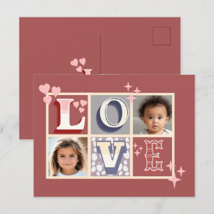 Cartão Postal Fotos personalizadas do Dia de os namorados Vintag