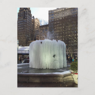 Cartão Postal Fountain Bryant Park, Nova Iorque NYC, congelado