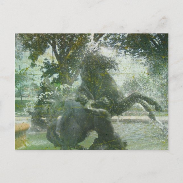 Cartão Postal Fountain Horse Kansas City name (Frente)