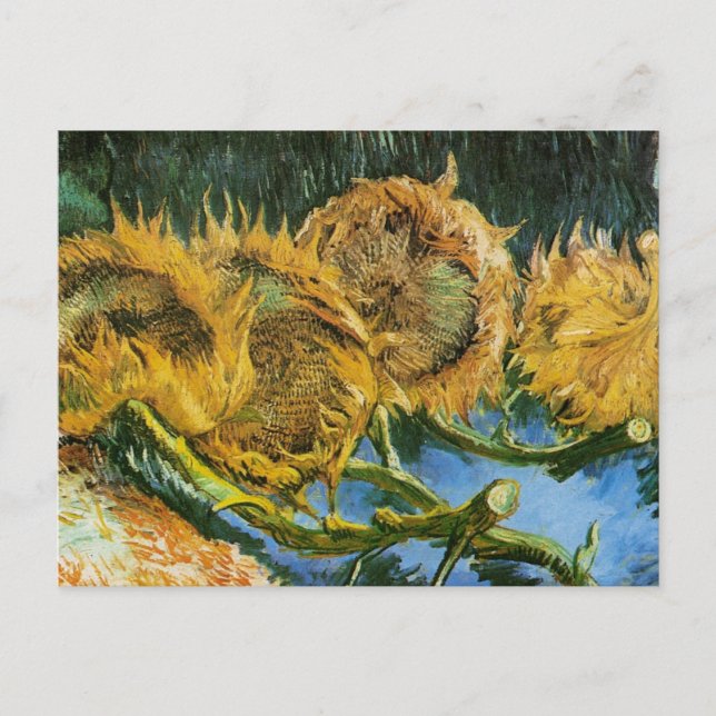 Cartão Postal Four Cut Sunflower por Vincent van Gogh (Frente)