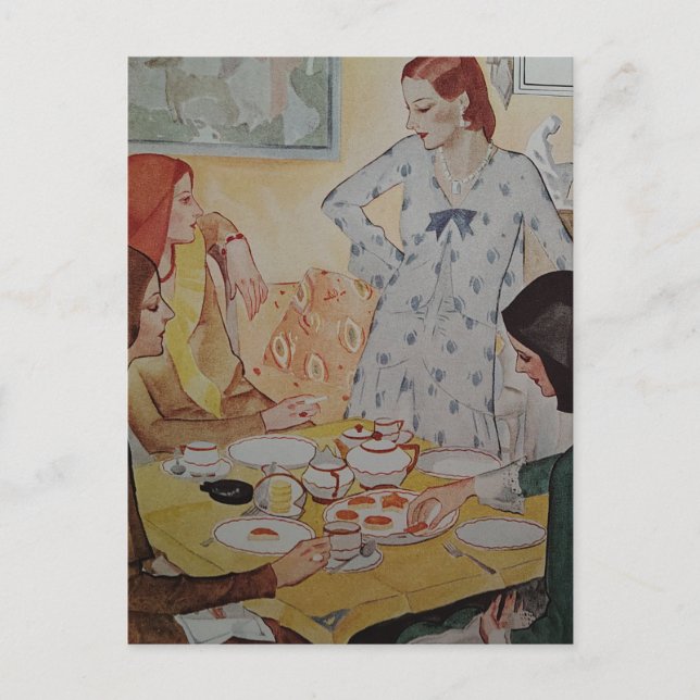 Cartão Postal Four Women with a cheese treat in 1930  (Frente)