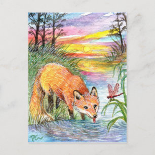 Cartão Postal Fox Bebendo de Riverside