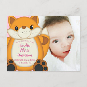 Cartão Postal Fox Chá de fraldas Rosa