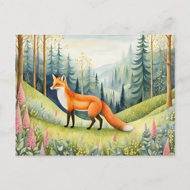 Cartão Postal Fox da Floresta Encantada em Floresta em Sangue (Frente)