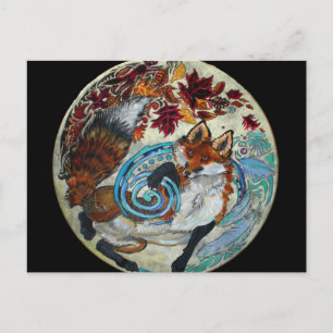 Cartão Postal Fox Espiral do outono