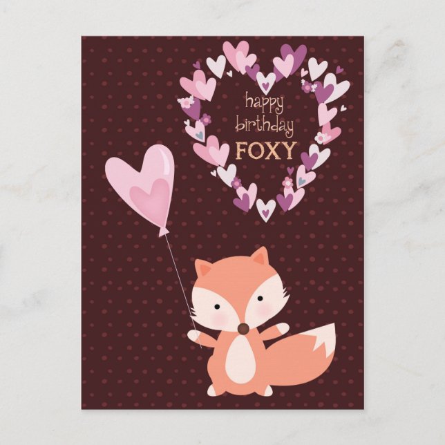 Cartão Postal Fox Happy Birday Foxy Postcard (Frente)