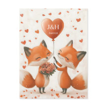 Fox Love Design com Iniciais Personalizáveis