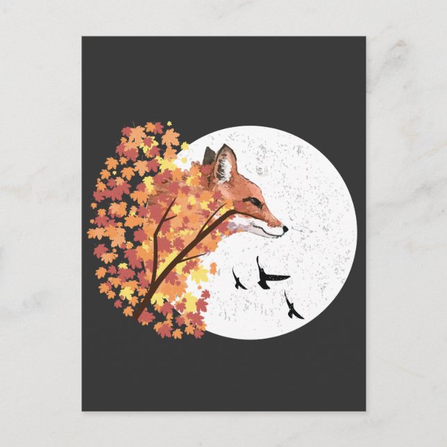 Cartão Postal Fox Lover Autumn Tree Animal Forest Nature (Frente)