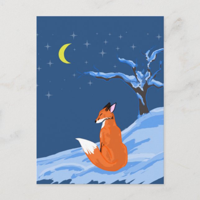 Cartão Postal Fox Noturna de inverno (Frente)