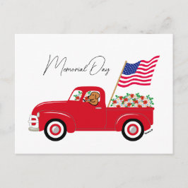 Cartão Postal Fox Red Labrador Red Truck Memorial Day