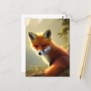 Cartão Postal Fox Selvagem de Bebê Vermelho